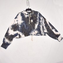 Lulus Women&#39;s Tie-Dye Cropped Pullover Sweatshirt Hoodie Navy/Grey Size M - £16.33 GBP