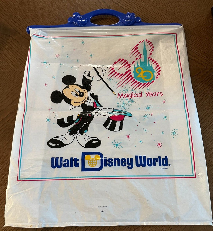 Vintage 1991 Walt Disney World Plastic Shopping Bag 20th Magical Years - $4.95
