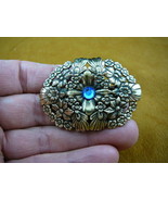 #CB-FLO-2 FLOWER daisy BLUE stone brass Barrettes French barrette - $26.83 CAD
