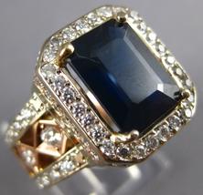 3.00Ct Emerald Cut Simulated Sapphire Ring 925 Silver Gold Plated - £90.83 GBP