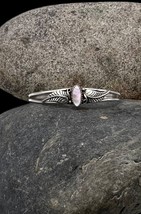 Vintage Handmade Navajo Sterling Silver Pink Mother Of Pearl Cuff Bracelet 6.75&quot; - £31.96 GBP