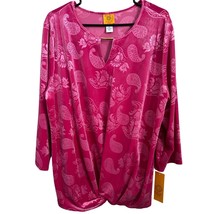 NEW Hearts of Palm Blouse Size 2X Pink Paisley Embossed Twisted Bottom P... - £23.45 GBP