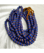 Vintage Blue Chevron Venetian Style Multilayers 10mm Glass Beads Necklace - $612.02 MXN