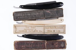 3 Antique straight razors - $88.36
