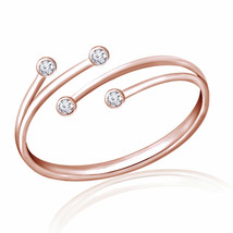 14K Rose Gold Plated Silver Round Cut Moissanite Adjustable Bypass Toe Ring - $46.73