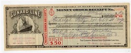 Cunard Line Money Order Receipt 1932 $9.75 Budapest  - £39.51 GBP