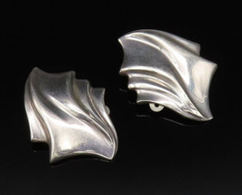 925 Sterling Silver - Vintage Polished Scalloped Non Pierced Earrings - ... - £67.84 GBP