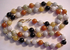 Vintage Jade Jadeite 8mm Bead Necklace 14K Clasp and Spacer Beads - $243.95