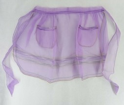 VTG Hand Made Kitchen Cooking MCM Sheer Purple Nylon Half Apron 2 Pockets - $9.50