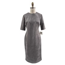  Anne Klein Gray Stretch Faux Suede Dress Sz 6 Half Sleeve NWT $119 - $39.55