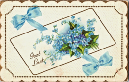 Postcard Good Luck Doily Gold Back Embossed Violets Writing No Stamp 5.5 x 3.5 - £5.43 GBP