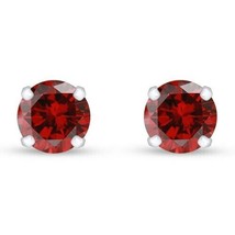1.70ct Round Cut Ruby Birthstone Solitaire Stud Earrings 14K White Gold Over - £58.83 GBP