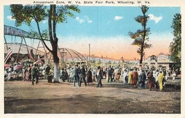 WHEELING WV~STATE FAIR PARK AMUSEMENT ZONE-WHIRLING BOAT RIDE~1920 POSTCARD - $9.03