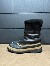 Vintage Sorel Kaufman Black Leather Wool Lined Winter Boots Men’s Sz 8 - £31.94 GBP