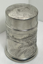 Alchemy pewter Sheffield England fly fishing Lidded Container 5” See Pho... - $27.57
