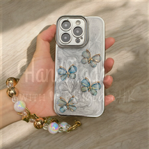 Glitter Butterfly Chain Lanyard Plating Resin Case For iPhone13 14 15 16... - $29.00