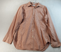 J.CREW Dress Shirt Men Small Orange White Check 100% Cotton Long Sleeve Collared - $11.57