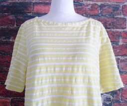 Croft &amp; Barrow Women&#39;s Pullover Top XL Textured Yellow Stripe - £9.46 GBP