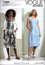 Vogue V1860 Misses 6 to 14 Marcy Tilton Dress and Top Uncut Sewing Pattern New - £20.53 GBP