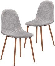 Canglong Grey Side Chairs With Fabric Cushion Seat Back And Mid Century Metal - £129.47 GBP