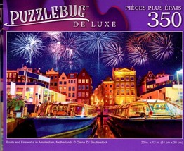 Boats and Fireworks in Amsterdam - 350 Pieces Deluxe Jigsaw Puzzle - £9.48 GBP