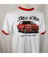 Vintage Chevy Camaro IROC T-Shirt XL Ringer Hanes 50/50 Two Sided USA 80... - £37.73 GBP