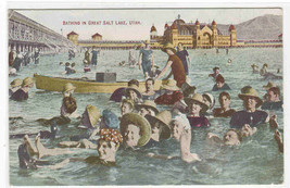 Bathing Crowd Great Salt Lake Utah 1910c postcard - £5.43 GBP