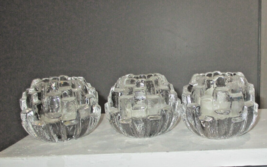 Vintage Kosta Boda Lead Crystal  Ice Igloo Tealight Holders Set 3 - £31.65 GBP