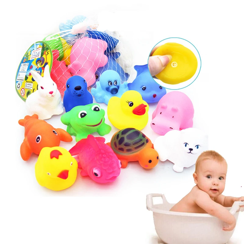 New 12Pcs Baby Kids Bathing Toys Cute Cartoon Animal Soft Rubber Float S... - £7.09 GBP+