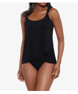 Miraclesuit Sz 16W Razzle Dazzle Tankini Top Swimsuit Black Underwire Sl... - $98.99
