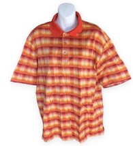 Bugatchi Uomo Orange Red Stripe Pattern Short Sleeve Polo Shirt Size L - £20.37 GBP