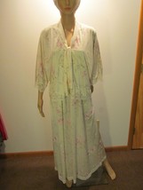 JC PENNEY Vintage 90s Peignoir Set White Floral Long Nightgown Short Jacket Med - £40.05 GBP
