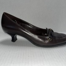 Franco Sarto Brown Croc Embossed Loafer Kitten Heels Shoe Size 6 - £18.38 GBP