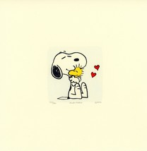 Snoopy + Woodstock Peanuts Sowa &amp; Reiser #D/500 Hand Painted Etching Art... - $74.95
