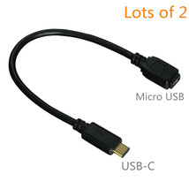 2X Ultra Short USB 2.0 Type C to Micro USB Female Cable Sync Data Charger Cord - £6.58 GBP