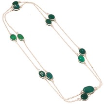 Green Onyx Handmade Gemstone Christmas Gift Necklace Jewelry 36&quot; SA 5503 - £4.78 GBP