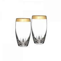 Waterford Lismore Essence Wide Gold Band Highball Glass, Pair - $132.46