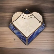 Vintage Cobalt Blue Swirl Stained Glass Mirrored Wall Pocket/Decor 2 Lov... - $27.00