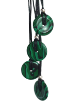 Malachite Donut Pendant 30mm Gemstone Genuine Mineral Beaded Lace Necklace UK - £10.18 GBP