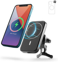 Magnetic Wireless Car Charger Compatible with iPhone Included 3 Magnetic Cases - £15.23 GBP