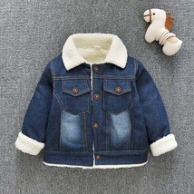 Winter Baby Boys Girls Toddler Kids Denim Coats Warm Fleece Thick Coat Outerwear - £12.16 GBP