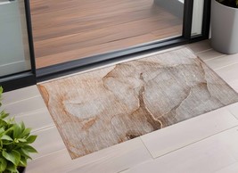 2&#39; X 3&#39; Taupe Abstract Washable Non Skid Indoor Outdoor Area Rug - $1,136.07 MXN
