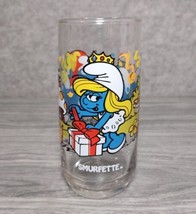 Vintage 1983 Peyo, Smurfs Smurfette 12oz Tumbler Glass Wallace Berrie &amp; ... - £6.30 GBP