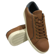 NWT TOMMY HILFIGER MSRP $119.99 MEN&#39;S BROWN LEATHER LACE UP SNEAKERS SIZ... - $46.74