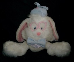 Vintage Happiness Always Baby White Bunny Rabbit Stuffed Animal Plush Toy Pink - £26.51 GBP