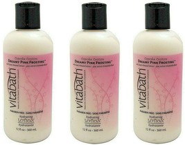 LOT 3 Vitabath Dreamy Pink Frosting w/ sweet Almond Extract 12 oz Ea Bod... - $43.55