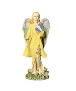 Vintage Ceramic Barefoot Angel Figurine Statue Colorful Wings Flowers - $7.43