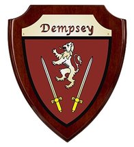 Dempsey Irish Coat of Arms Shield Plaque - Rosewood Finish - $48.00
