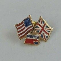 Vintage UK &amp; USA Flags With Pepsi Logo Lapel Hat Pin - $102.10 MXN