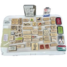 Lot of 55+ wood and rubber stamps, various designs, craft, art supplies ... - $23.75